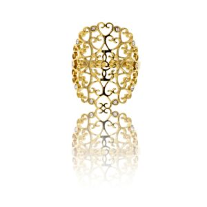 Très Jolie Bague Femme Acier Doré