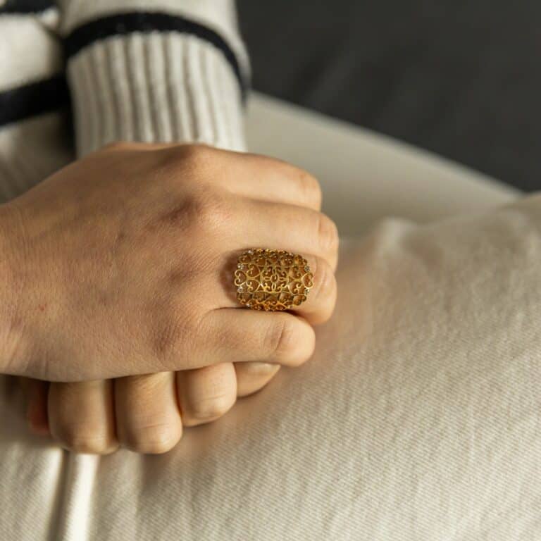 Très Jolie Bague Femme Acier Doré