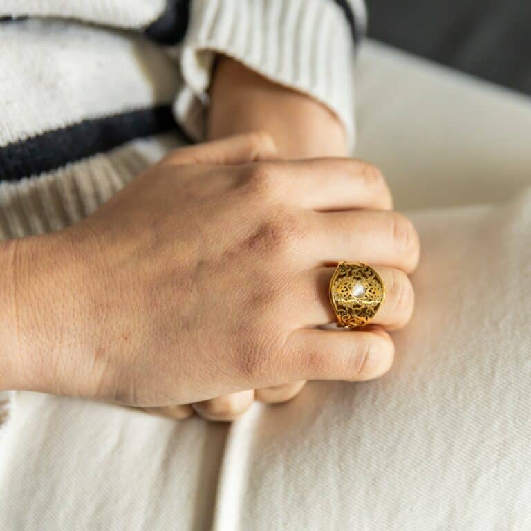 Bague Originale Femme Acier Doré