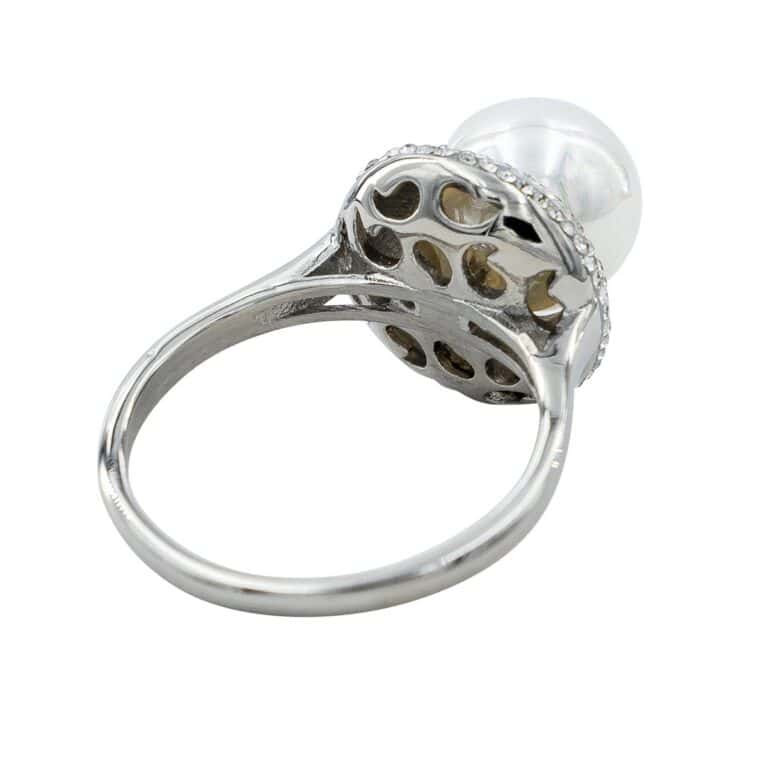 Bague Femme Acier avec Perle Ornée Zirconium