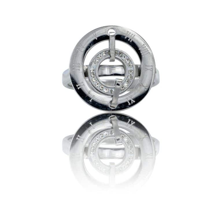 Très Jolie Bague Femme Acier Ornée Zirconium