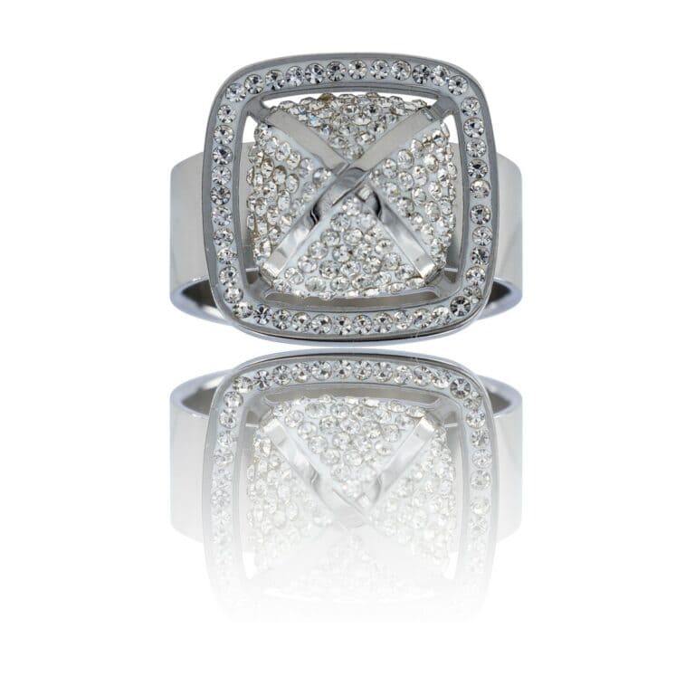 Magnifique Bague Femme Acier Ornée Zirconium