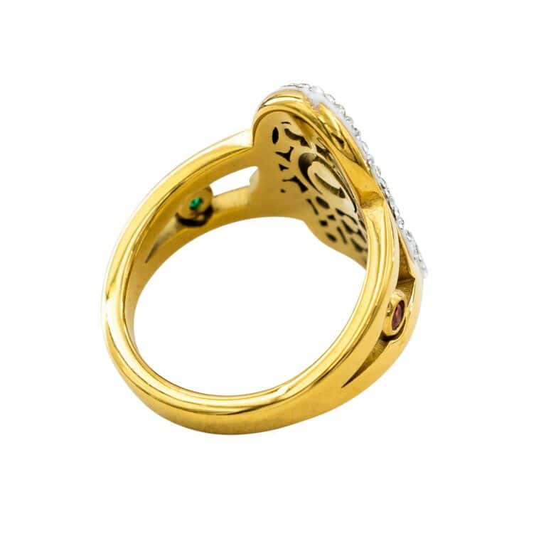 Bague pour Femme Acier Doré Main de Fatma Ornée Zirconium