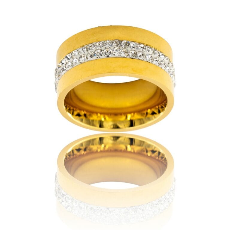 Bague Anneau pour Homme Acier Doré