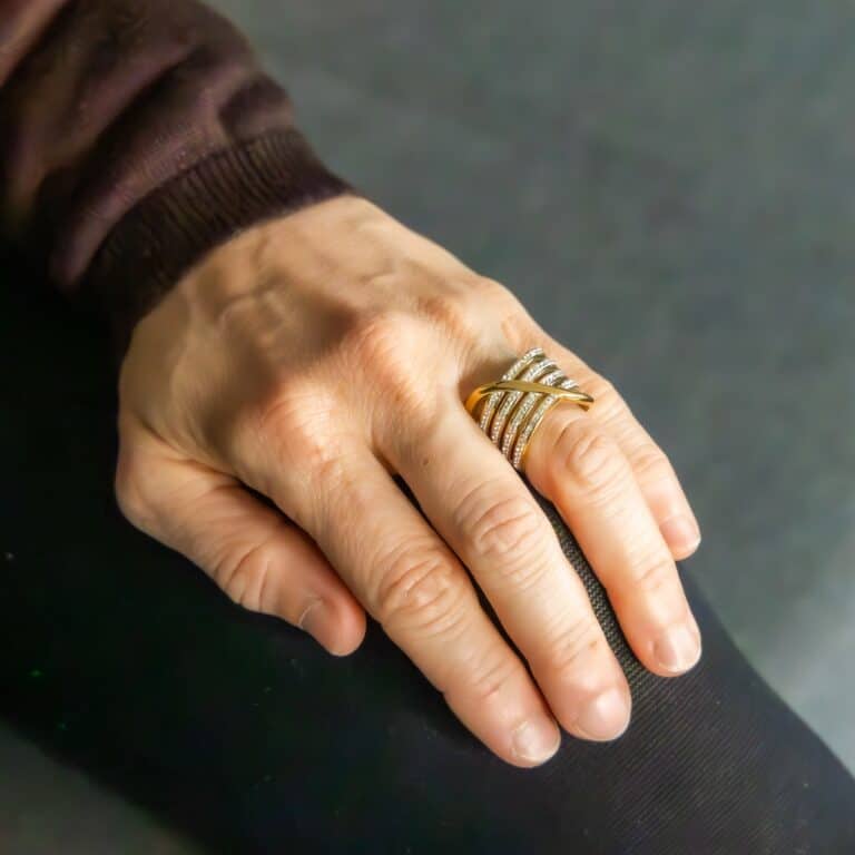 Bague Fashion Femme Métal Doré Ornée avec Zirconium