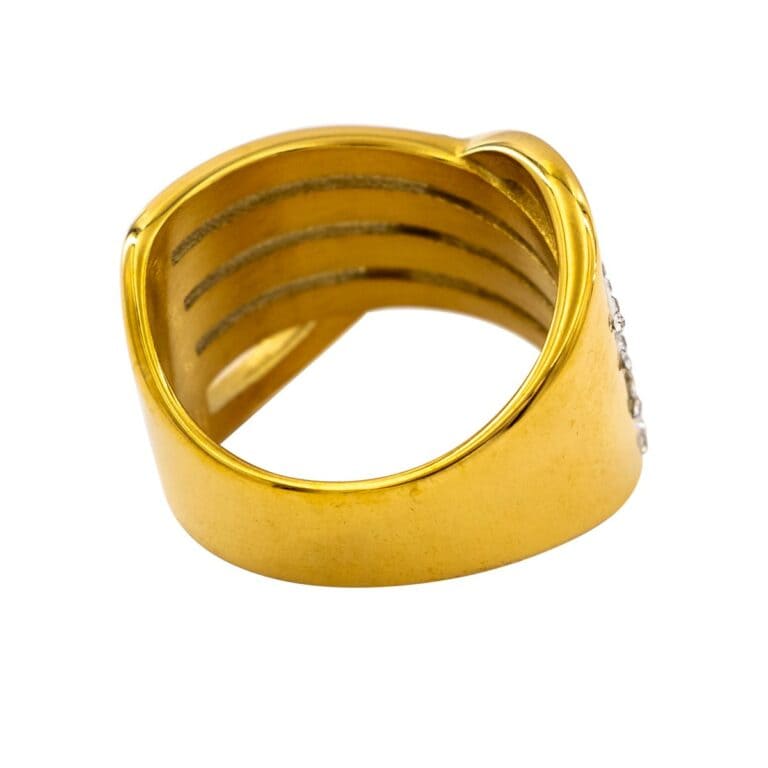 Bague Fashion Femme Métal Doré Ornée avec Zirconium