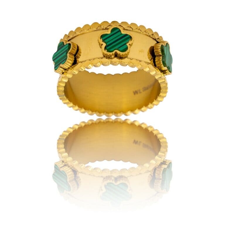 Elégante Bague Femme Métal Fleur Vert