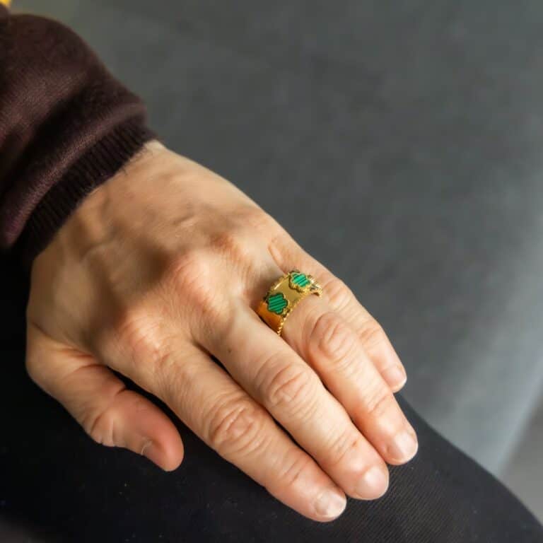 Elégante Bague Femme Métal Fleur Vert