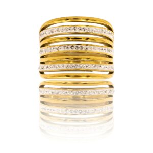 Bague de Femme Métal Doré Ornée avec Zirconium