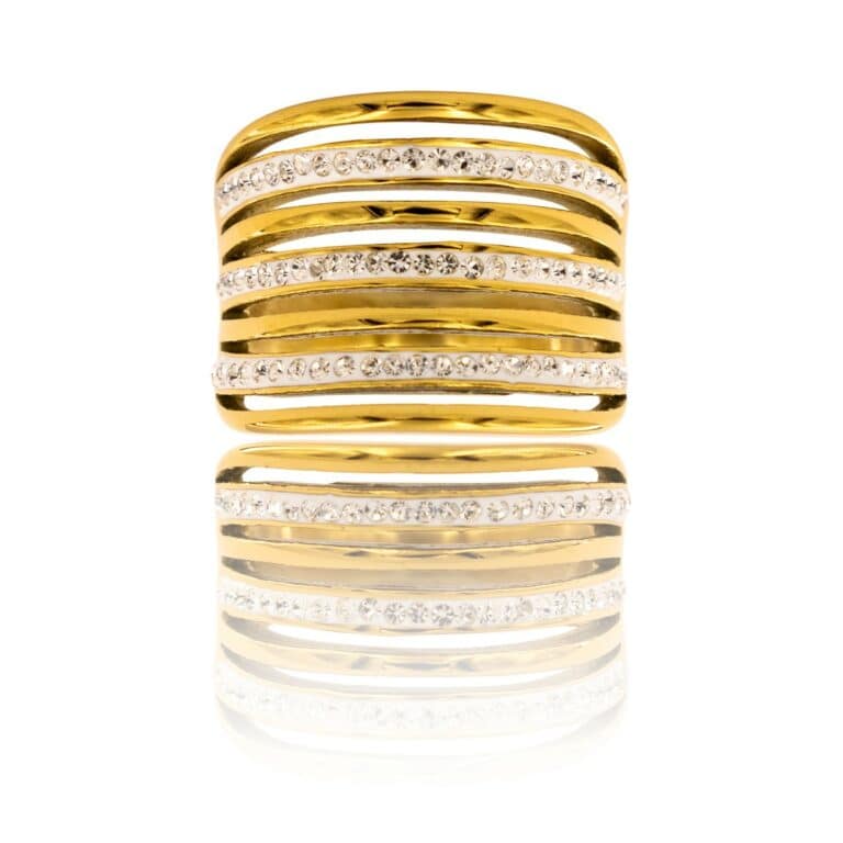 Bague de Femme Métal Doré Ornée avec Zirconium