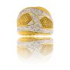 Bague Femme Ceinture Métal Doré Ornée avec Zirconium