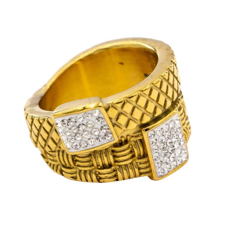 Bague Femme Métal Doré Ornée avec Zirconium