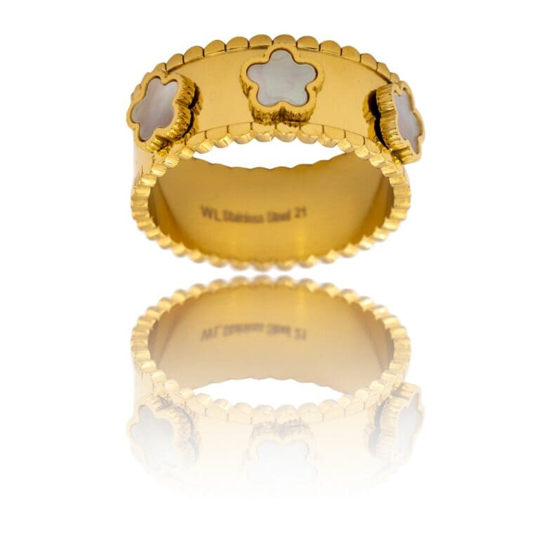 Très Jolie Bague Femme Métal Fleur Blanc