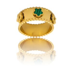 Délicate Bague Femme Métal Fleur Vert