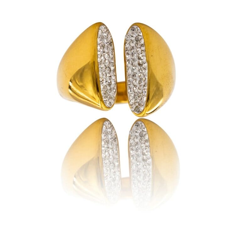 Bague pour Femme Tendance Métal Doré Ornée avec Zirconium