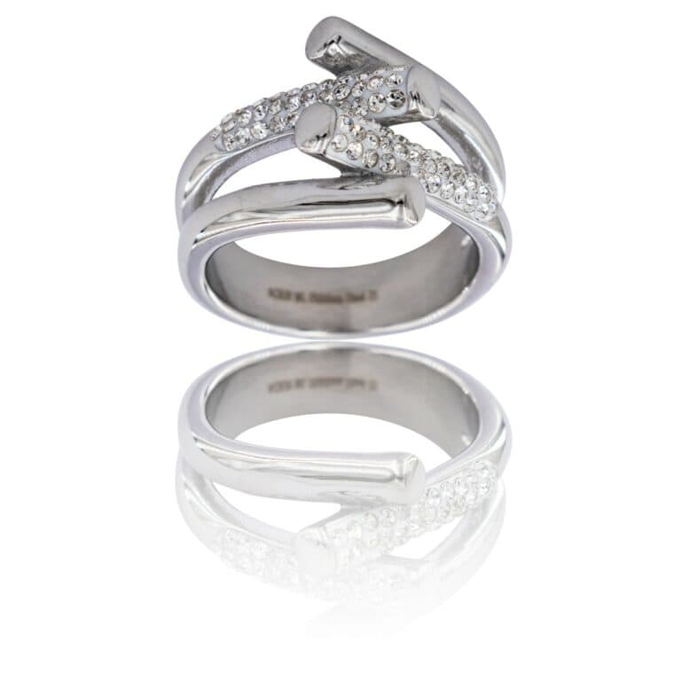 Très Jolie Bague Femme Métal Doré Ornée avec Zirconium Blanc