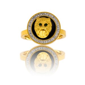 Bague Femme Métal Tigre Doré Ornée avec Zirconium