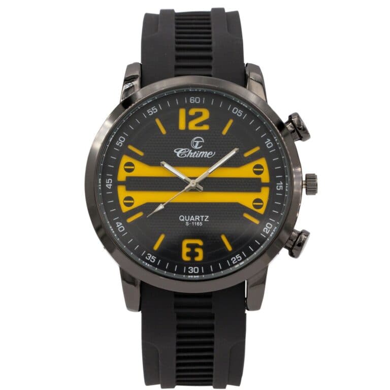 Belle Montre Homme Bracelet Silicone Noir CHTIME