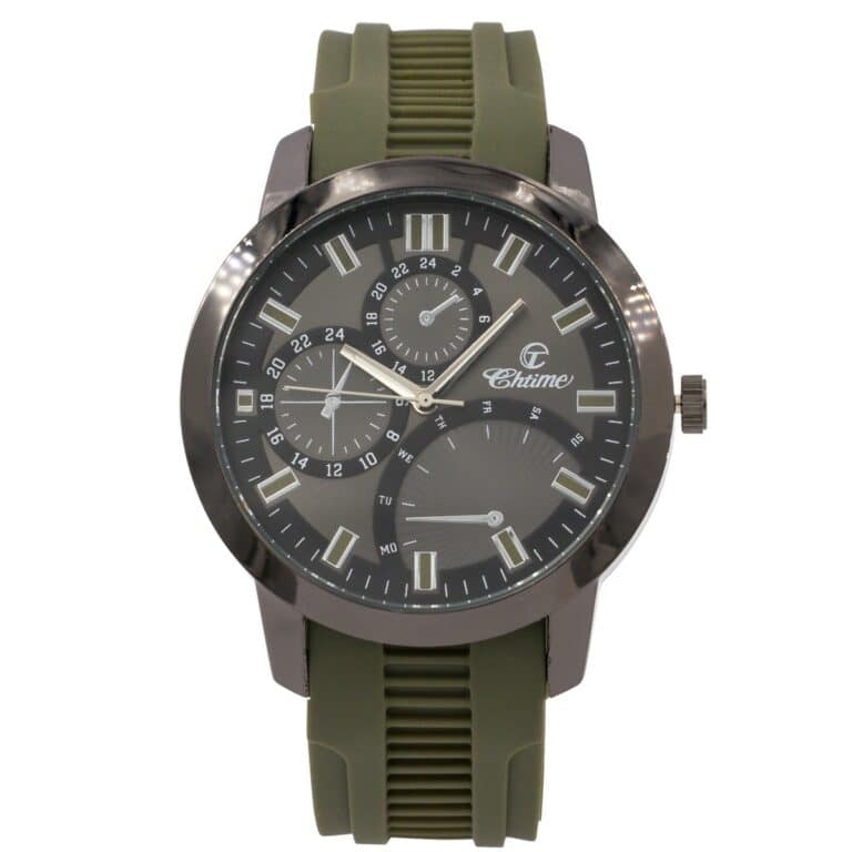 Montre Homme Bracelet Silicone Kaki CHTIME