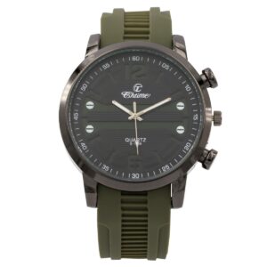 Elégante Montre Homme Bracelet Silicone Kaki CHTIME