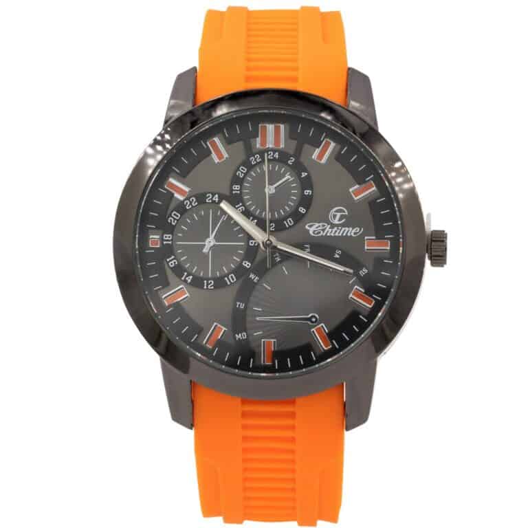 Montre Homme Fashion Bracelet Silicone Orange CHTIME
