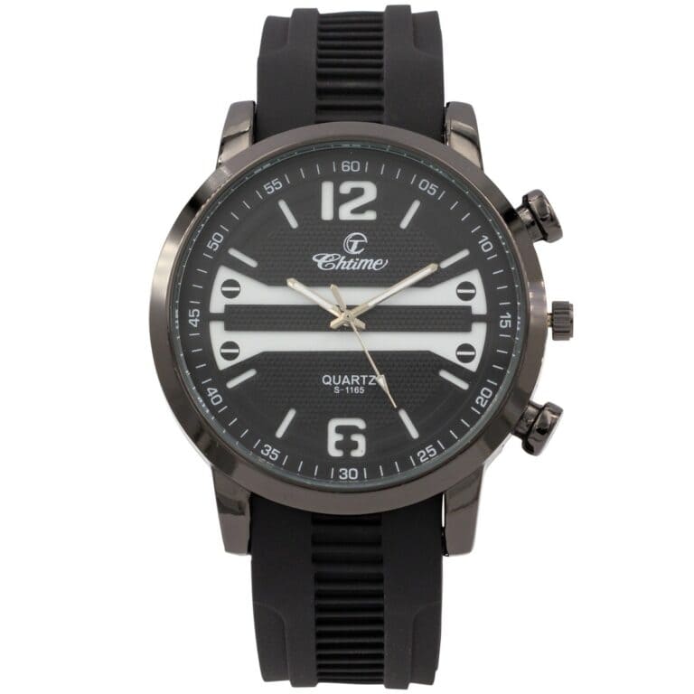 Montre Homme Bracelet Silicone Noir CHTIME