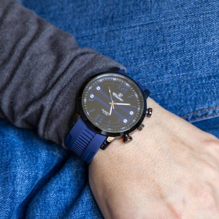 Montre Homme Moderne Bracelet Silicone Bleu CHTIME